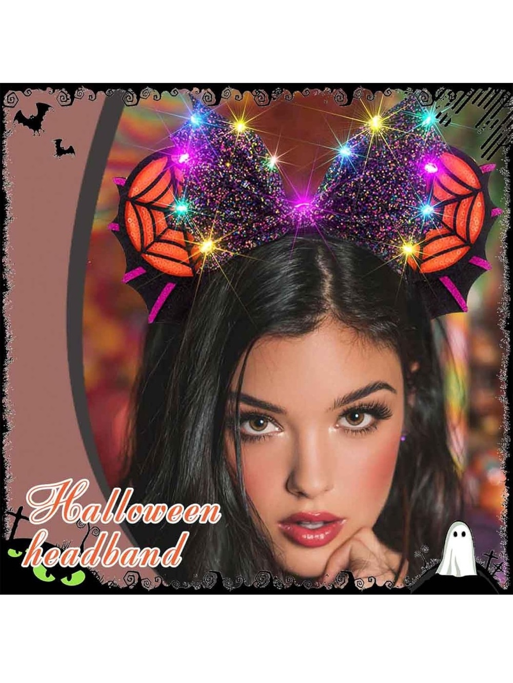 Orange Light Up Mouse Ears Headbands Led - Picture 3 of 8
